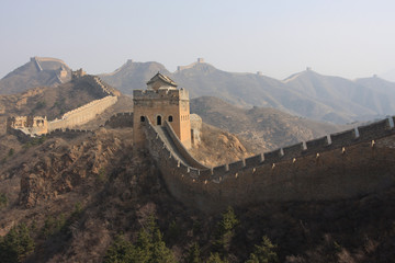 stunning, bright great wall of china panorama