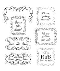 Wedding design with decorative frames, headers and vignette