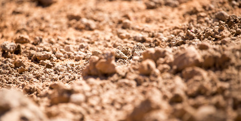 Red clay soil on nature as a background
