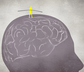 equilibrist walking on the brain digital illustration