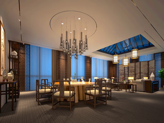 3d render of dining room