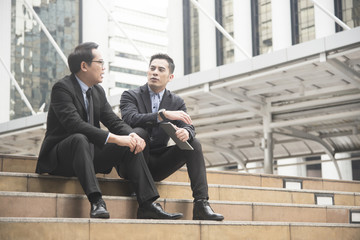 Businessman partner consulting and discussing at outdoor.