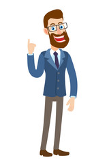 Hipster Businessman pointing up