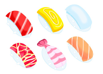 握りずしセット　on white background