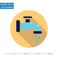 Fototapeta premium Water tap flat icon with long shadow. Vector Illustration.