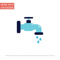 Water tap flat icon isolated. Vector Illustration.
