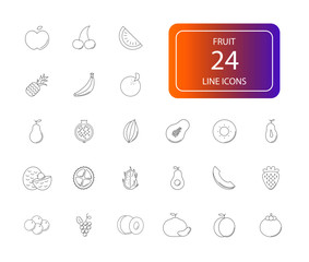 Line icons set. Fruit pack. Vector illustration