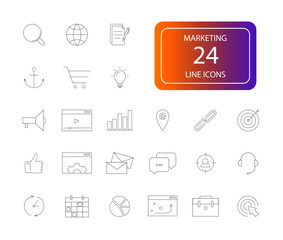 Line icons set. Marketing pack. Vector illustration