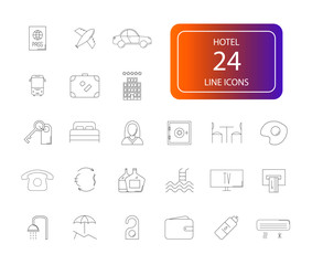 Line icons set. Hotel pack. Vector illustration