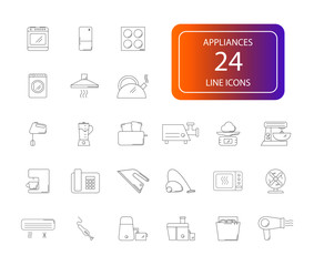 Line icons set. Appliances pack. Vector illustration