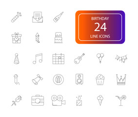 Line icons set. Party pack. Vector illustration