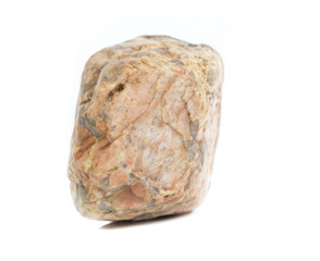 Single natural stone on white background, close-up