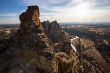 Beautiful American Landscape during a vibrant winter day. Taken in Smith Rock, Redmond, Oregon, North America.