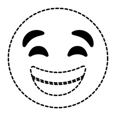 emoticon cartoon face smiling happy vector illustration dotted line image