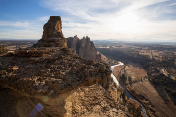 Beautiful American Landscape during a vibrant winter day. Taken in Smith Rock, Redmond, Oregon, North America.