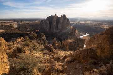 Beautiful American Landscape during a vibrant winter day. Taken in Smith Rock, Redmond, Oregon, North America.