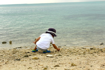 小浜島の海と子ども