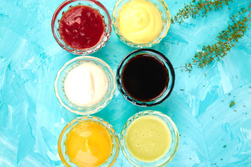 Set of different sauces.