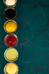 Set of different sauces.
