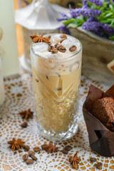 Ice coffee in high glass