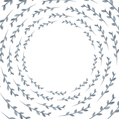  Watercolour green eucalyptus card on white background.