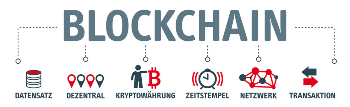 Banner Blockchain vektor illustration mit icons
