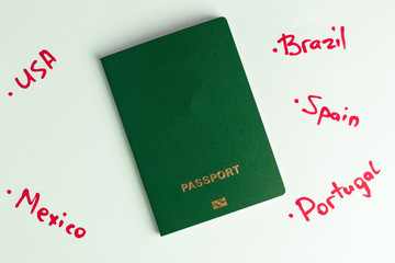 Green clean  passport and list the countries of world.