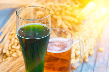 Mug light beer, green Irish beer in Patricks Day