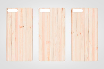 Blank wood smart phone case on grey background