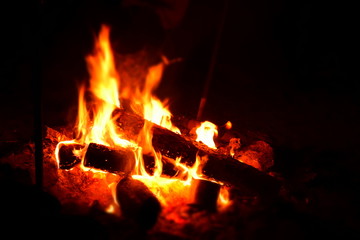 Bright orange fire of the fire.