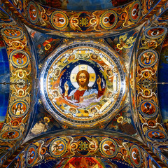 Fototapeta na wymiar Interior of the Church of the Savior on Spilled Blood in St. Petersburg, Russia