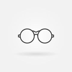 Round eyeglasses line icon. Vector glasses symbol