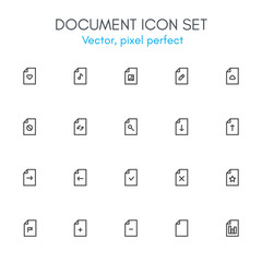 Document theme, line icon set.