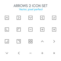 Arrows 2 theme, line icon set.