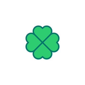 Outline Green Shamrock Icon isolated on grey background. Line four leaf clover pictogram. St. Patricks day symbol for web site design, logo, app, UI. Editable stroke. Vector illustration. Eps10.