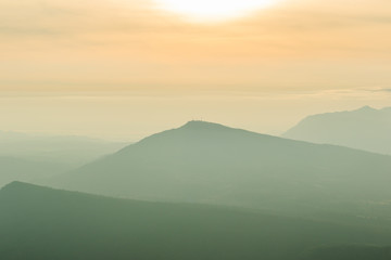 Fototapeta na wymiar sunrise view of landscape at Tropical Mountain Range Phu Rua National Park Loei Thailand