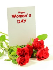 International Women's Day Card Background, Red roses with white card
