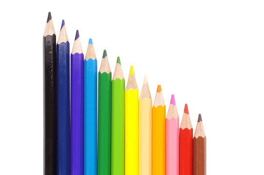Pencils of different colors close-up of 12 colors