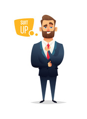 Man in a suit adjusts his tie. Dress code business concept
