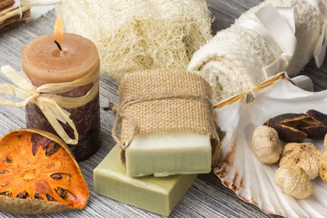 Bathroom accessories with a candle
