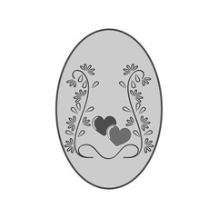 Twig around heart in gray oval icon