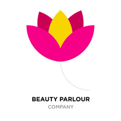 beauty parlour logo for company, red and yellow flower vector icon