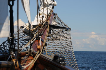 Bow of a classic sailing boat 