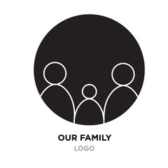 our family logo, happy family vector design at home template