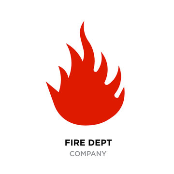 fire dept logo, red flame icon isolated on white background