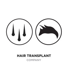 hair transplant logo,brand icon pictogram design. Vector flat silhouette illustration isolated on a white background.Hair follicle with human skin, dermis icon