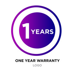 one year warranty logo with purple gradient roundy style