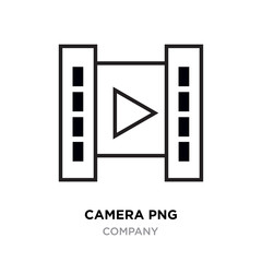camera logo png for photographers, linear icon for your company, linear vector icon with play button