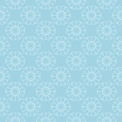 White floral seamless design on blue background
