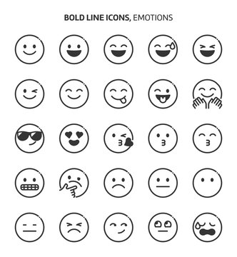 Emotions, bold line icons